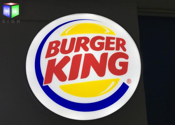 Quality Burger King Outdoor Lighted Box Signs Backlit , Round Outdoor Lightbox Signs for sale