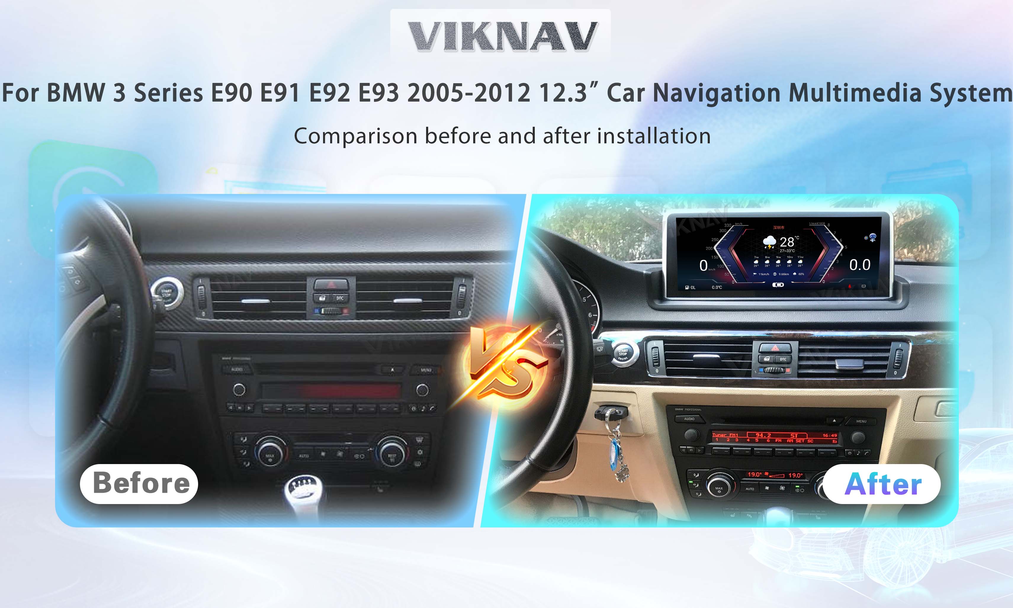 Viknav BMW E90 91 92 93 3 Series Android Radio Car Audio Player 2005-12