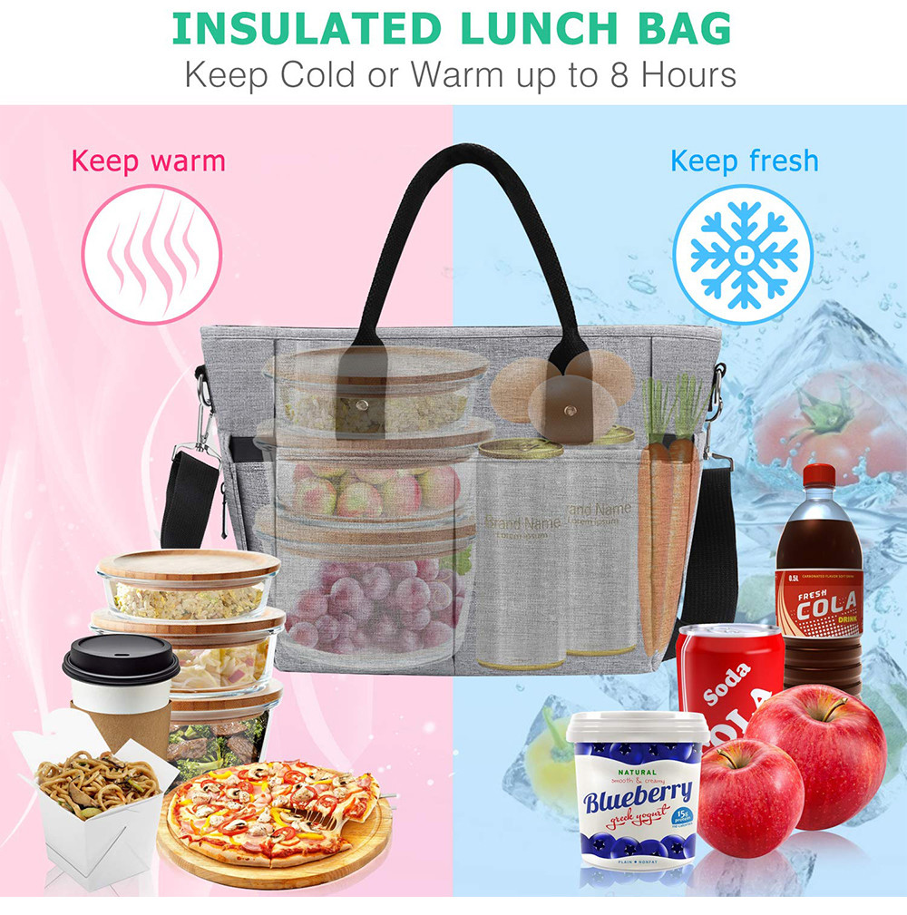 Durable Large Lunch Box Bag Drinks Holder for Adults Work Picnic Beach