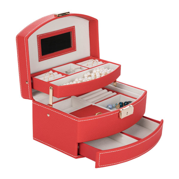 Free Logo Leather Luxury Jewelry Case Organizer Box PU leather jewelry storage box