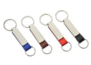 Wholesale Metal PU Leather Key Chains Double Flat Personalised Leather Key Ring from china suppliers
