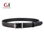Tiktok Ladies Leather Belt Proposal With PU Material Golden Triangle Buckle