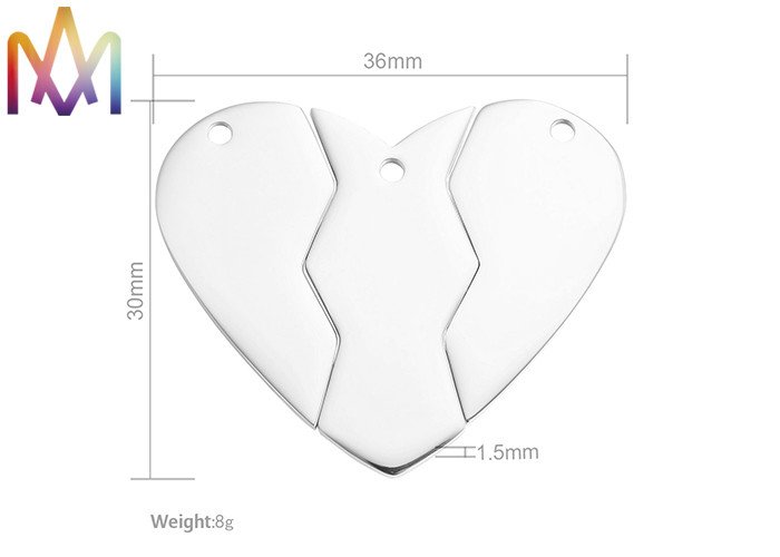 CE 8g Polished Split Spot Stainless Steel Heart Pendant