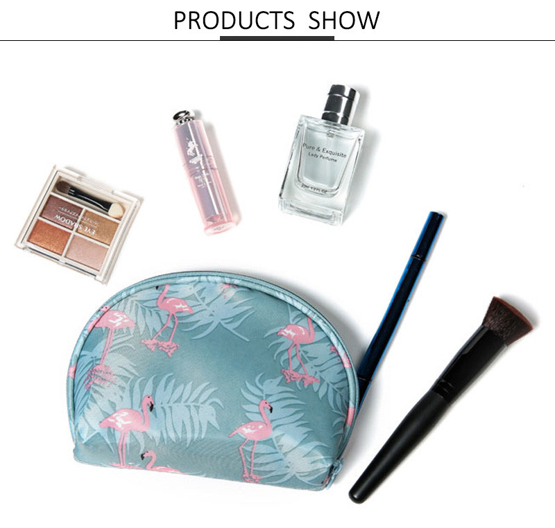 Small Nylon Travel Flamingo Toiletries Cosmetic Bag
