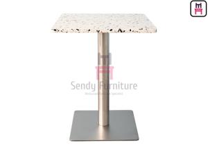 Wholesale 2cm Thickness Quartz Stone Restaurant Dining Table With Chrome Stainless Steel Base from china suppliers