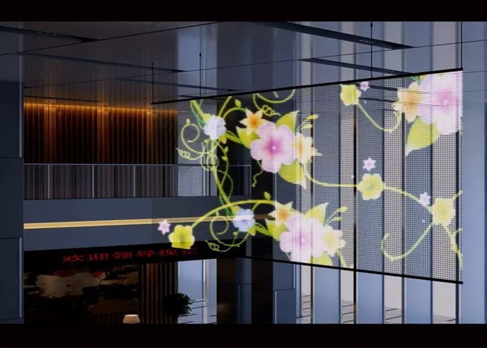 1/4 scanning TL8.93mm 79% Transparent LED Screen Shopping mall glass building use
