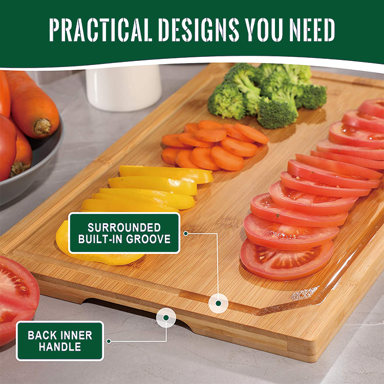 Natural Colour Large Bamboo Cutting Board with Customized Design and Rectangle Shape