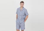 Anti Pilling Mens Luxury Sleepwear Woven Cotton Linen Yarn Dyed Pajamas Shorts