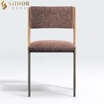 H83cm Nordic Fabric Luxury Upholstered Dining Chairs With Solid Wood Legs