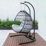 Qingdao Port Modern Green Cushions Double Seater Stand Outdoor Hanging Swing