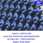 Jacquard Fishtail 3K Carbon Aramid Fabric 1500D Blue Carbon Aramid Hybrid Fabric