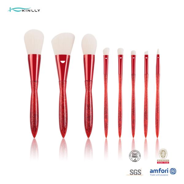 Red Plastic Handle Professional Makeup Brush Kits Aluminium Ferrule Cosmetic