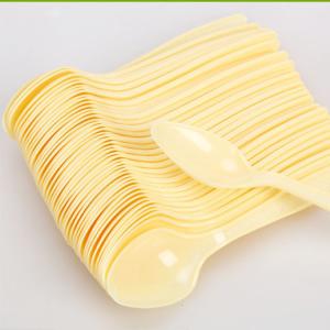 Wholesale beige color 11 cm disposable plastic spoons from china suppliers