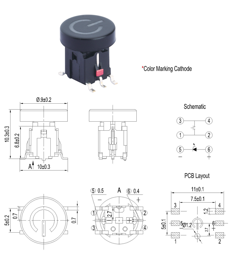 Illumination Tactile Switch,Durable 6 Pin Momentary Led light Push Button Switch,Lamp Switch,Illuminated Tact Switch