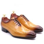 Retro Vintage Mens Leather Dress Shoes , Men Leather Lace Up Brogue Shoes