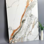 Calacatta White Gold Veins Marble Porcelain Slab Tile Sintered Stone 600x1200mm