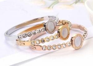 Wholesale Stainless steel Roman character bracelet titanium steel buckle 18K gold shell crystal inset zircon  jewelry wholesale from china suppliers