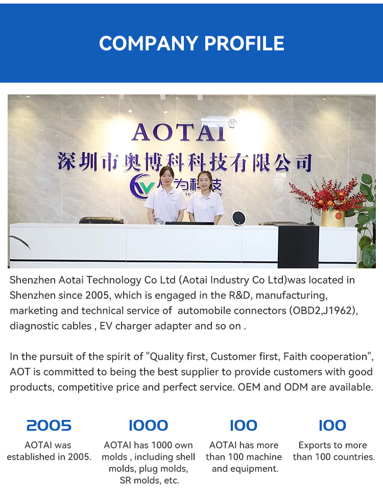 Type 2 IEC62196 AOTAI EV Charger Adapter Male 16A 1 Phase 1 Type