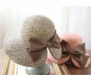 Wholesale Knitwear Women's Linen Ribbon Wide Brim Hat Summer Travel Sun Protection Bowler from china suppliers