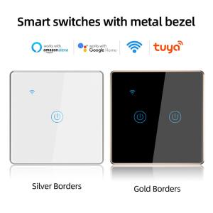 Wholesale Metal Bezel Tuya Smart Switch 600W 2 Gang Touch Dimmer App Voice Control from china suppliers
