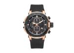 Rose Gold Stainless Steel Chronograph Watch Men High Strenght Silicone Strap
