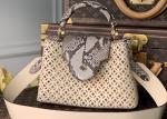 Hollow Out Womens Luxury Handbag , Snakeskin Off White Crossbody Bag