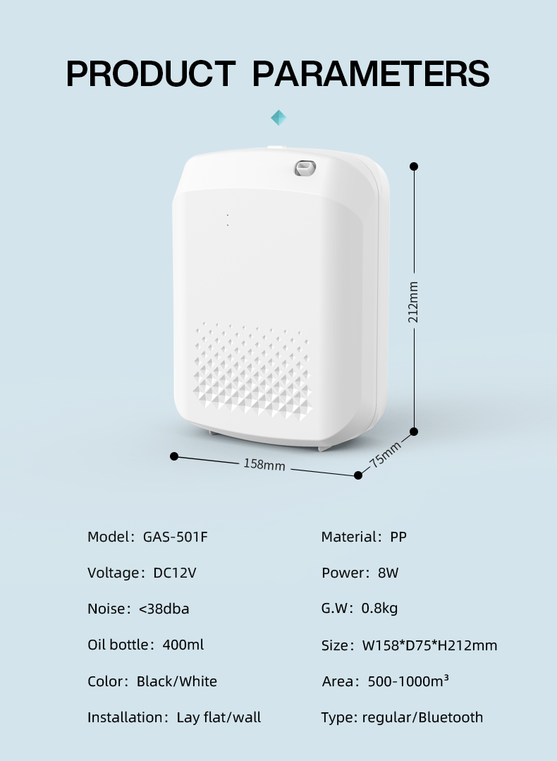 New Design Wholesale Wall Mounted Electric Portable Scent Aroma Diffuser Machine Essential Oil Blue Tooth Scent Diffuser