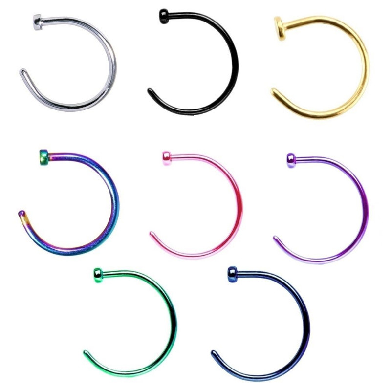 Fake Clip On 6 10 mm Surgical Steel Open Nose Ring Thin Small Hoop Nose Piercing Studs Ring For Women Girls