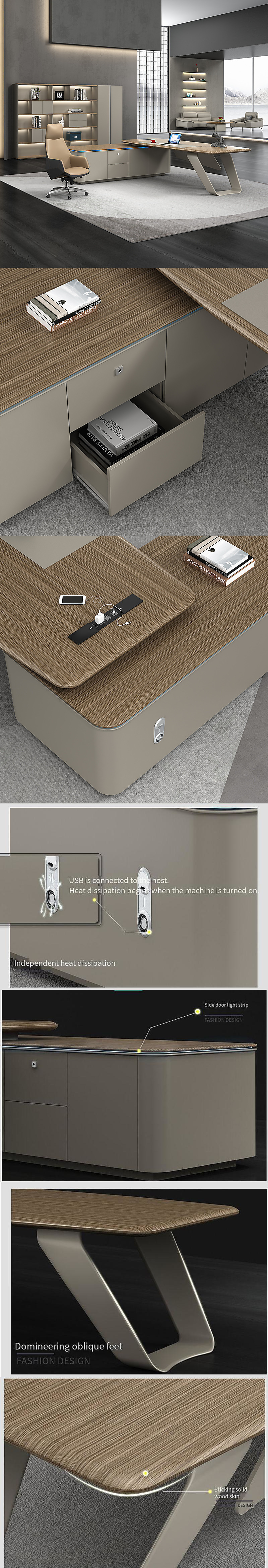 Extendable Wooden Modern Luxury Design Office Table for Executive Director Desk