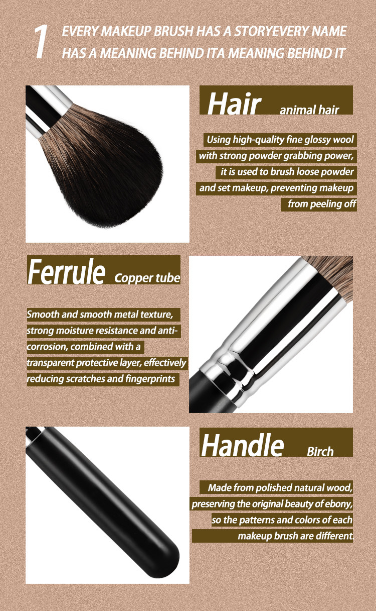 A02 Single Makeup Brush Powder Brush High Quality Animal Hair Makeup Tool Facial Brush