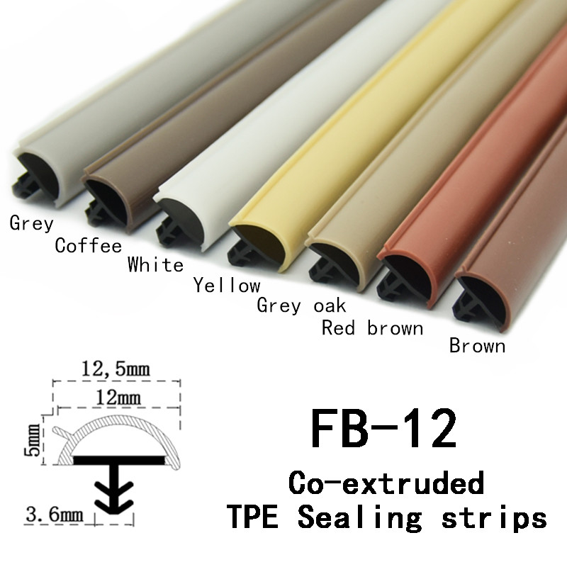 Slot Type Anti Collision D Shape Wooden Door Seal Strip Grey Oak Color 12*5mm