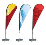 Outdoor Feather Teardrop Advertising Flags Promotional Banner Blue Green