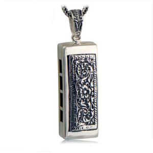 Wholesale Retro Mens Sterling Silver Necklace with Mouth Organ Pendant and Wheat Chain (003817W) from china suppliers