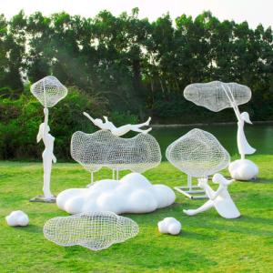 Wholesale Floating Cloud Girl Outdoor Fiberglass Statues Garden Painted For Display from china suppliers