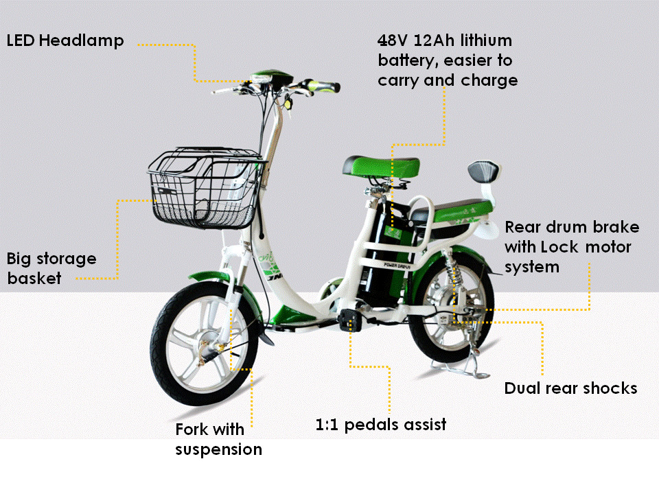 36kgs Pedal Assist Electric Bike 48V 350W 12Ah Lithium Battery
