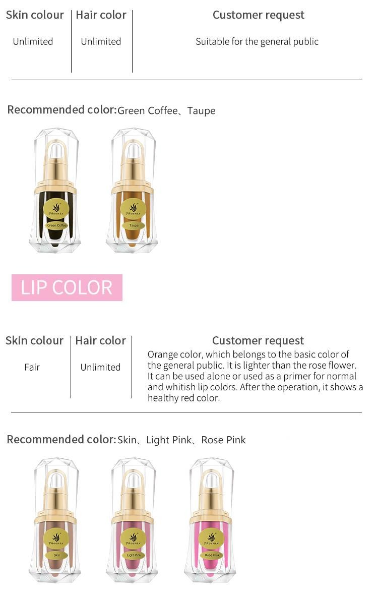 ODM Permanent Makeup Pigments Organic Lip Eyebrow Microblading Tattoo Ink