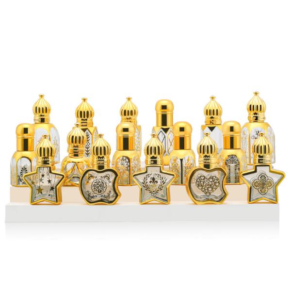 Beauty Packaging Mini Glass Roll On Bottles 12ml For Perfume Packaging Golden
