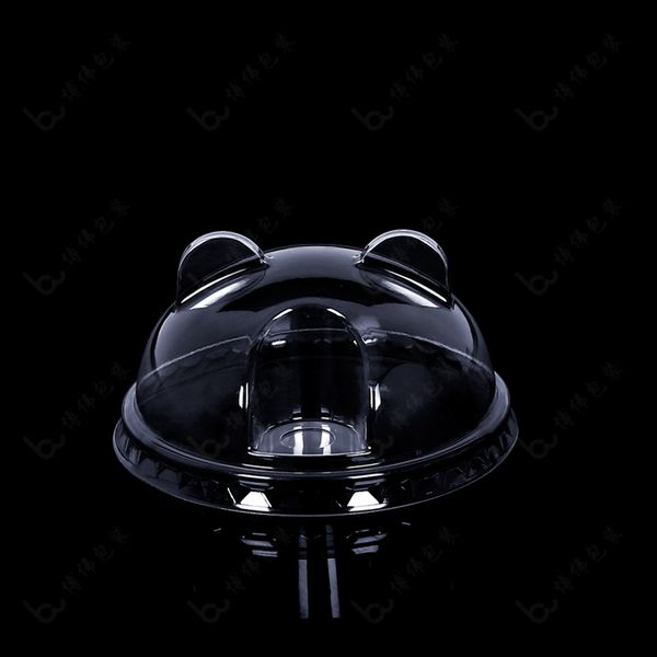 PP Material Plastic Cup Lid Bear Shape Heat Resistant With X Hole For Straws