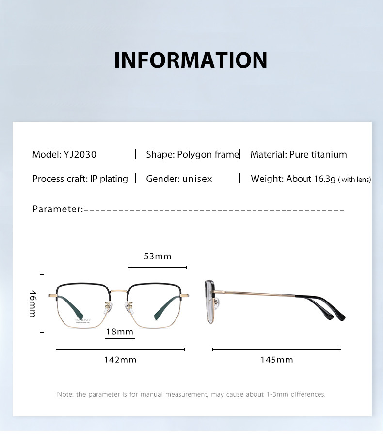 Custom Pure Titanium Frame Glasses Optical Easy Lens Replacement