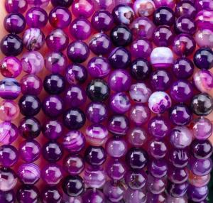 Wholesale Purple Stripped Agate Healing 8mm Round Gemstone Beads For Gift Giving from china suppliers
