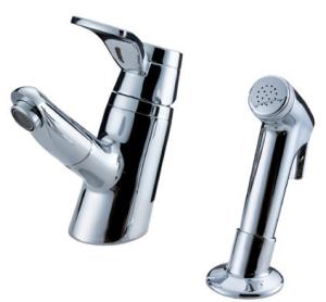 Wholesale Sink Mounted Brass Two Hole Bathroom Faucet , Unique Pull Out Shower Tap from china suppliers