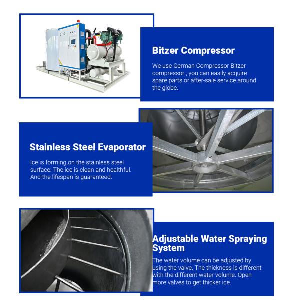 Industrial Stainless Steel Flake Ice Maker Machine Fishing Boat Sea Water Ice Flake Machine