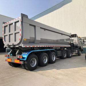 Wholesale 100ton 3 Axles Self Dump Tipper Fuel Tank Oil Tanker Heavy Machine Transport Flatbed Deck Trailer from china suppliers