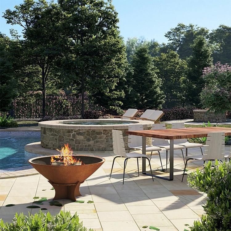Outdoor Cooking Grills Custom Outdoor Fire Bowl Bbq Grill Corten Steel Garden Fire Pit Rustic Design