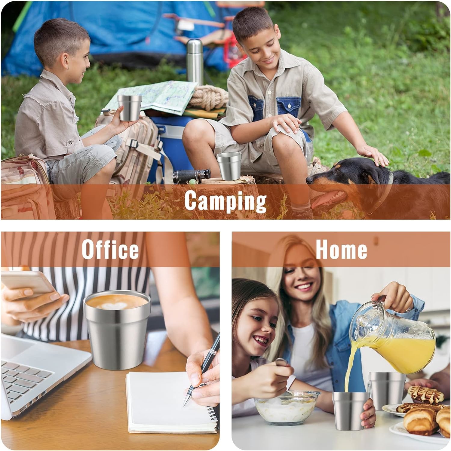 6 Ounces Insulated Stainless Steel Drinking Cups Stackable