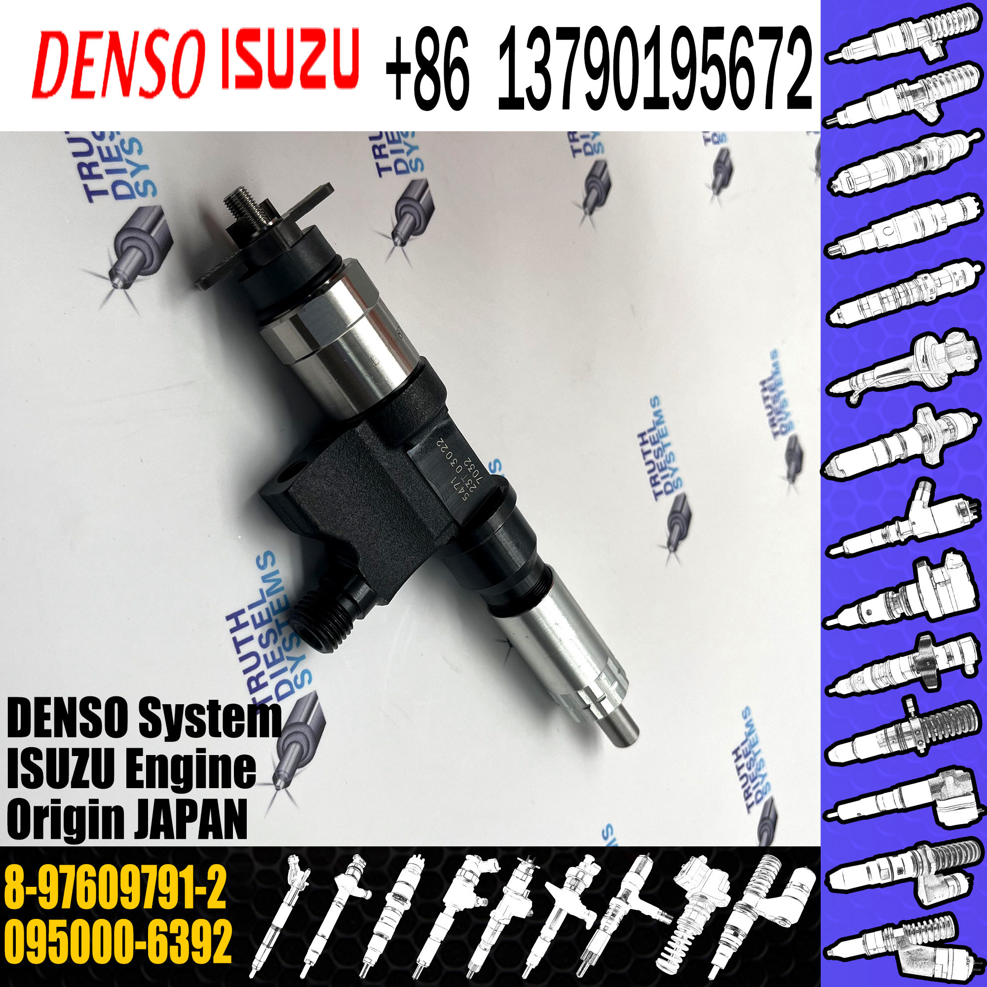 New Common Rail Fuel Injector Assembly 095000-6392 095000-6390 095000-6395 095000-6393 8-97609791-2 For ISUZU