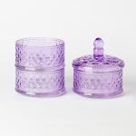 Purple Stacking Clear Glass Storage Jar 10 Inch Height Three Tier Glass Candy