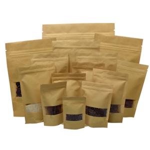 Wholesale PET Window Zipper 100g Kraft Paper Stand Up Bags from china suppliers