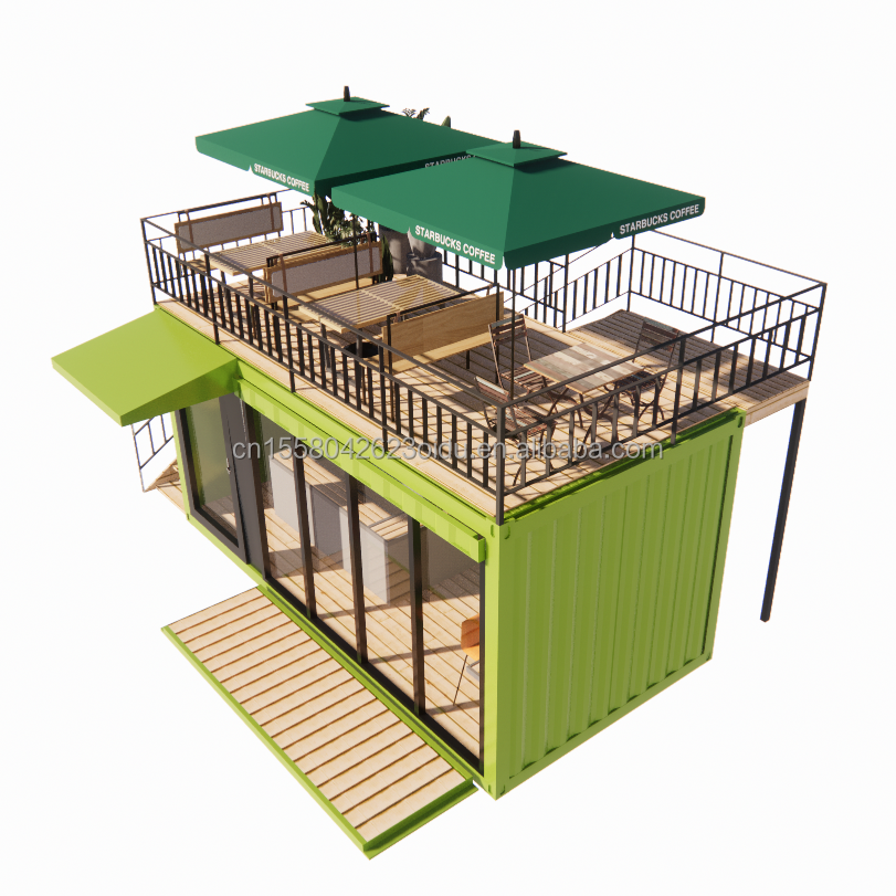Bathroom 20ft Portable Kiosk Modified Prefab Modular Coffee Shop Shipping Container Bar Tiny House in Modern Design Style