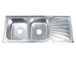 With Drainboard Polished Stainless Steel Double Bowl Sink Kitchen Sink Grid